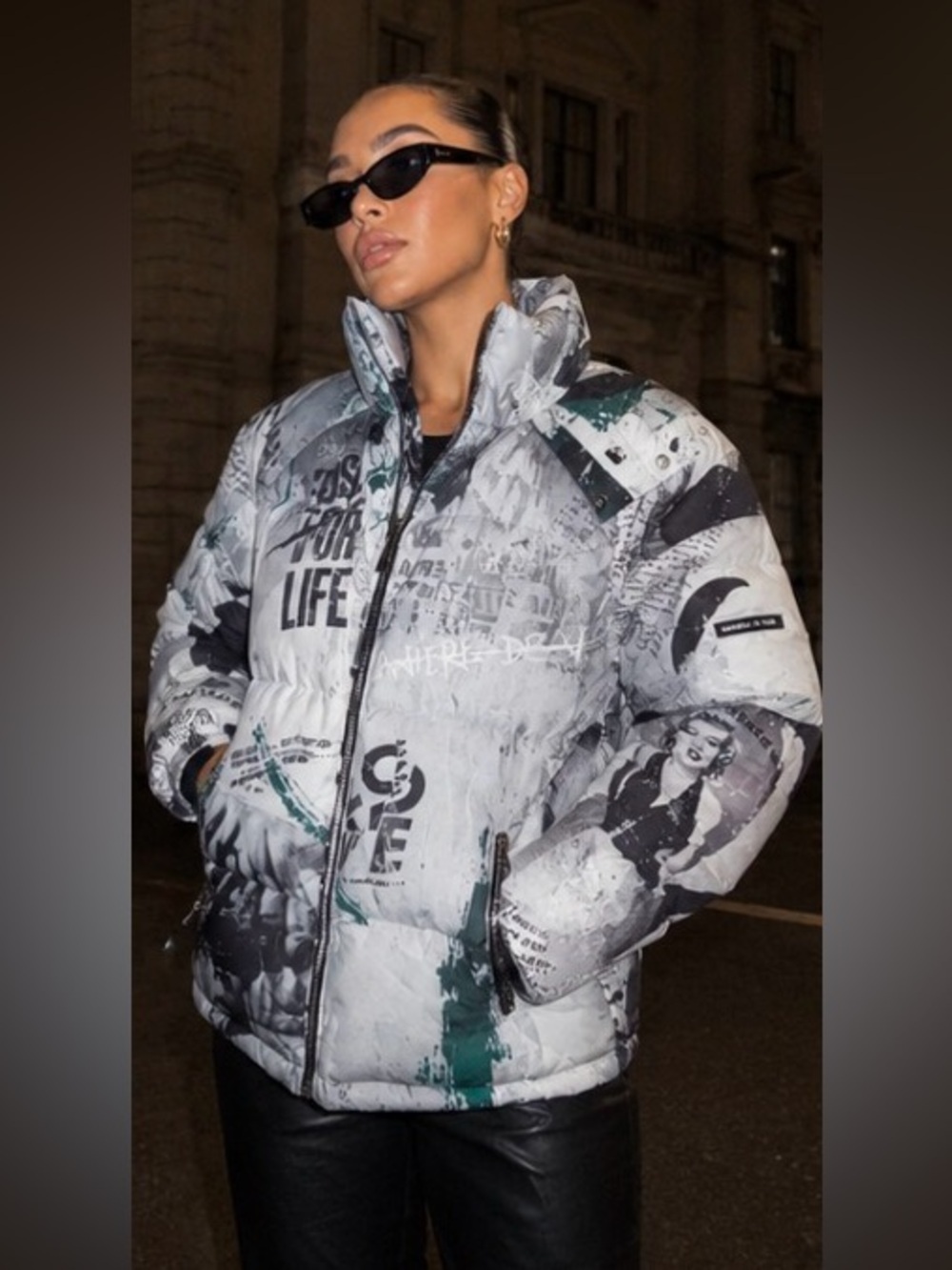 Manière De Voir Multi Logo Marilyn Puffer Down Jacket Oversized Streetwear- M
